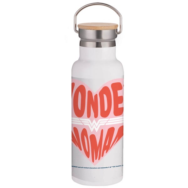 Botella de agua portátil con aislamiento Wonder Woman Heart - Blanco