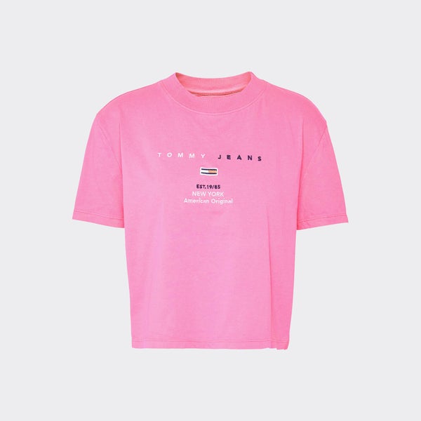 Tommy Jeans Women's TJW Small Logo Text T-Shirt - Pink Glo