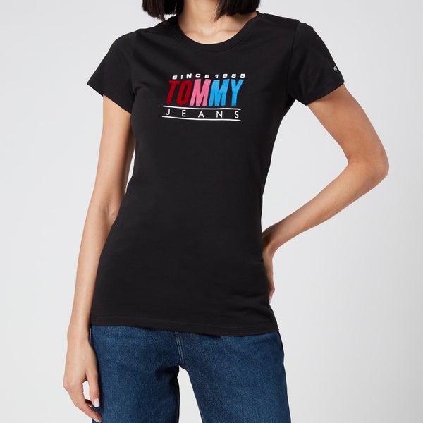 Tommy Jeans Women's TJW Multi Colour Logo T-Shirt - Black