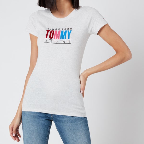 Tommy Jeans Women's TJW Multi Colour Logo T-Shirt - Silver Grey HTR