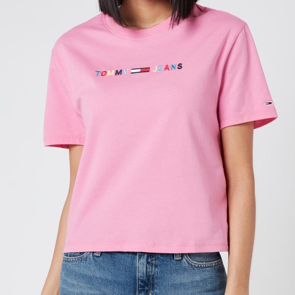 Tommy Jeans Women's Coloured Linear Logo T-Shirt - Pink Daisy