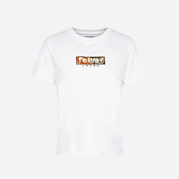 Tommy Jeans Women's Camo Square Logo T-Shirt - White