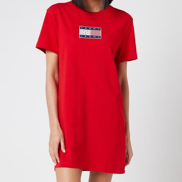 Tommy Jeans Women's Tommy Logo T-Shirt Dress - Deep Crimson