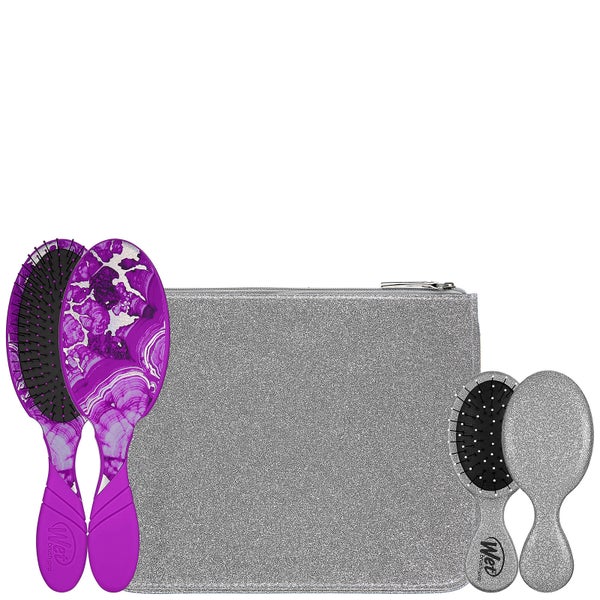 WetBrush Glitter And Go Detangling Set With Pouch - Purple (Worth £39.99)
