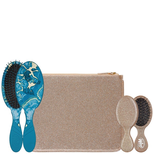 WetBrush Glitter And Go Detangling Set With Pouch - Blue (Worth £39.99)