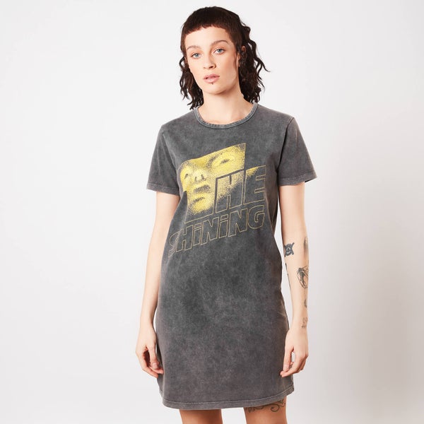 The Shining Classic Logo Damen T-Shirt Kleid - Schwarz Acid Wash