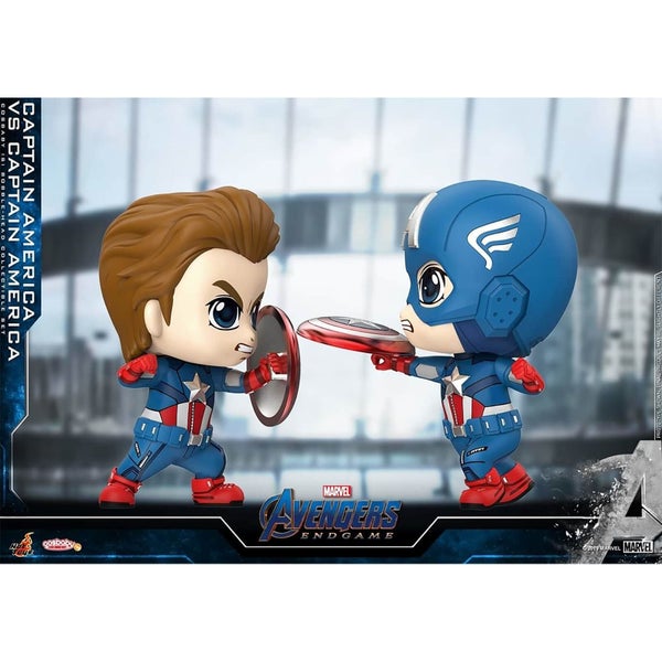 Hot Toys Cosbaby Marvel Avengers : Endgame - Figurine Captain America VS Captain America (Pack de 2)