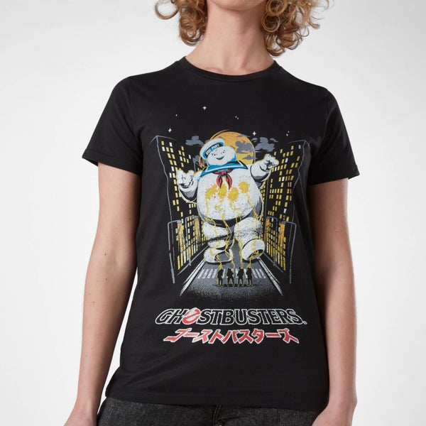 Ghostbusters Stay Puft Kanji Attack Femme T-Shirt - Noir