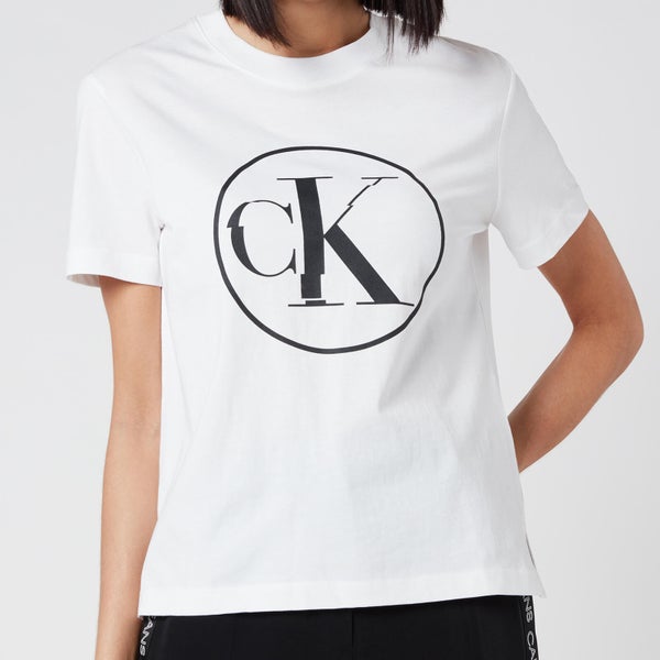 Calvin Klein Jeans Women's Circle Ck T-Shirt - Bright White