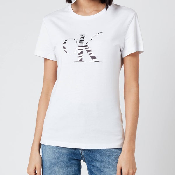 Calvin Klein Jeans Women's Zebra Ck T-Shirt - Bright White
