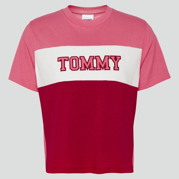Tommy Jeans Women's Tjw Colorblock Stripe T-Shirt - Glamour Pink/Multi