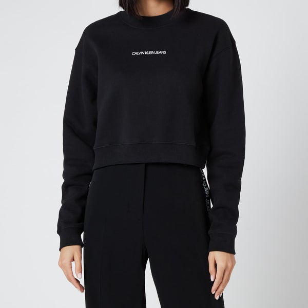 Calvin Klein Jeans Women's Back Monogram Crop Sweatshirt - Ck Black