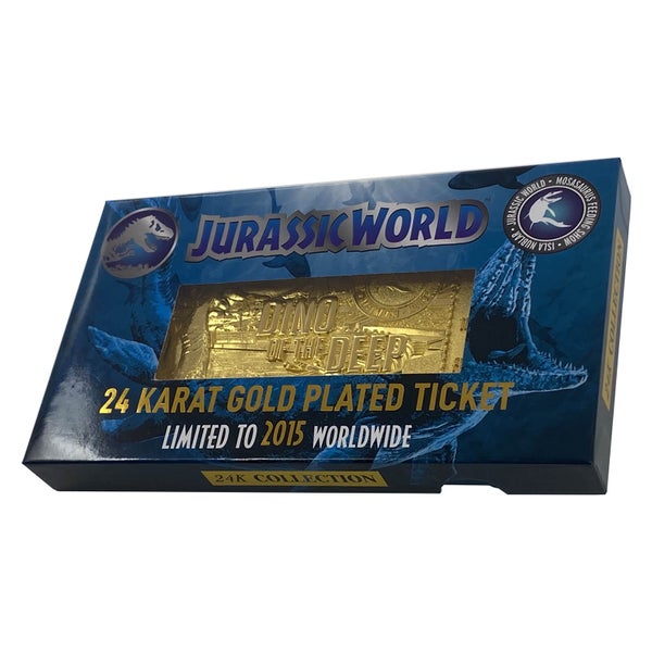 Jurassic Park 24k Gold Plated Jurassic World Mosasaurus Ticket Limited Edition Replica - Zavvi Exclusive