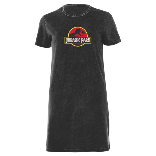 Jurassic Park Classic Women's T-Shirt Dress - Black Acid Wash
