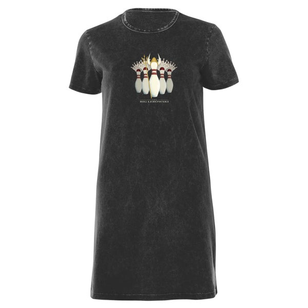 The Big Lebowski Women's T-Shirt Dress - Black Acid Wash - XL - Black Acid Wash