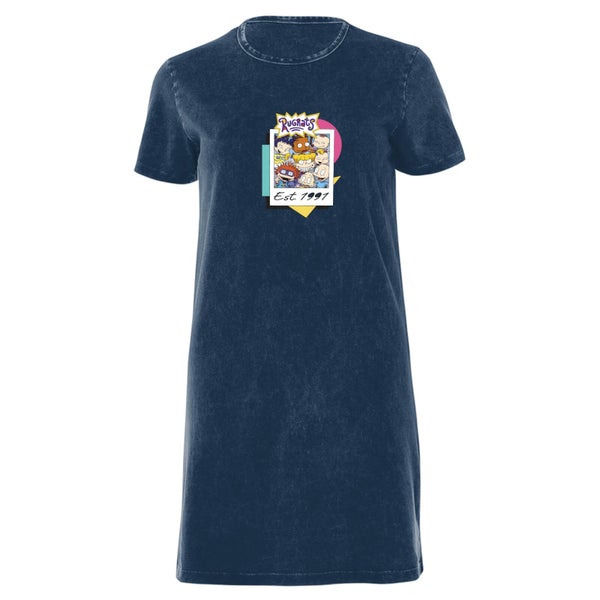 Nickelodeon Rugrats Women's T-Shirt Dress - Navy Acid Wash