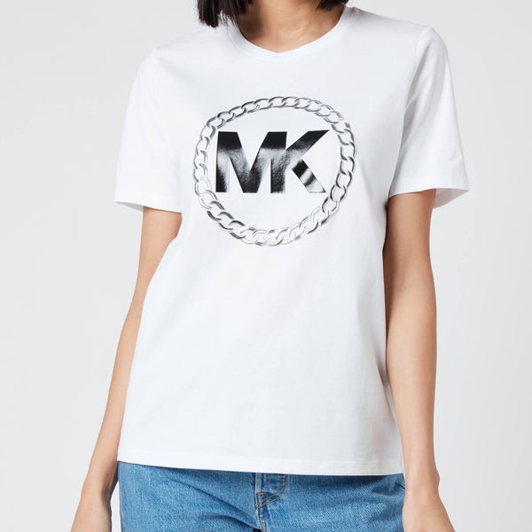 MICHAEL Michael Kors Women's ELV HT Chain Logo T-Shirt - White