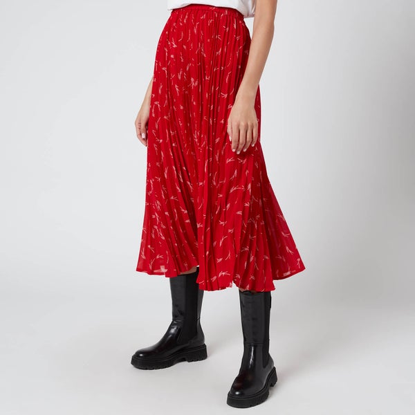 MICHAEL Michael Kors Women's Signature Logo Pleated Skirt - Crimson