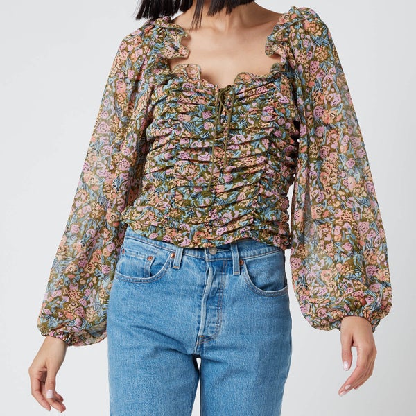 Free People Women's Mabel Printed Blouse - Garden Combo - L