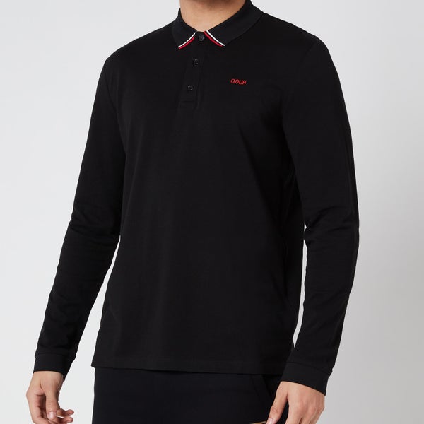 HUGO Men's Donal211 Long Sleeve Polo-Shirt - Black