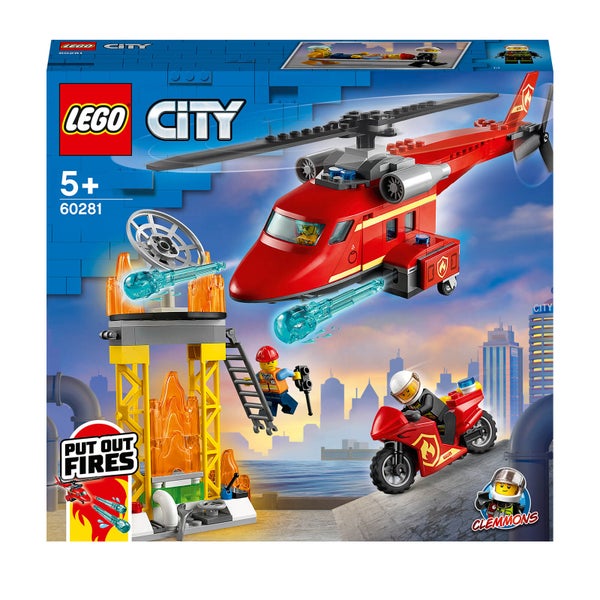 LEGO 60281 City Reddingshelikopter Creatief Speelgoed met Minifiguren van Motorfiets, Brandweerlieden en Piloot