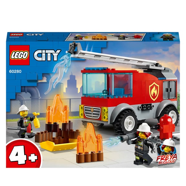 LEGO 60280 City Ladderwagen Speelgoed met Minifiguur van Brandweerman, Cadeau-idee voor Jongens en Meisjes van 4+ Jaar