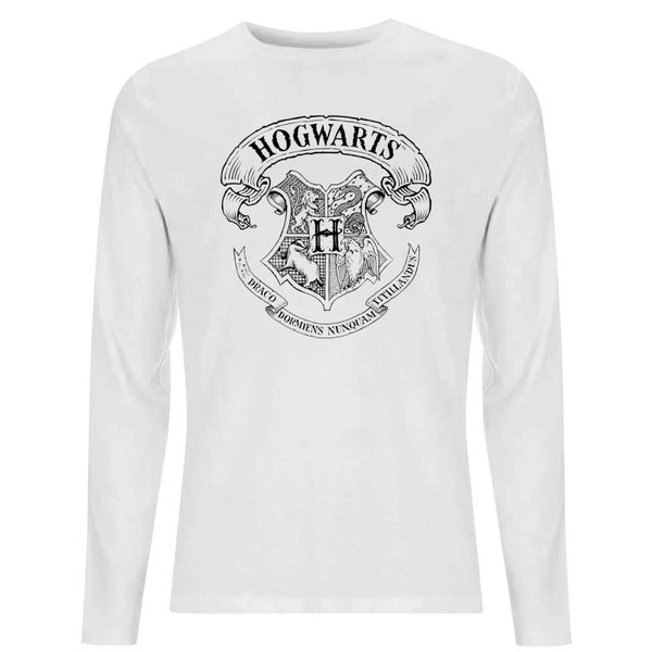 Harry Potter Hogwarts Crest Unisex Long Sleeve T-Shirt - White
