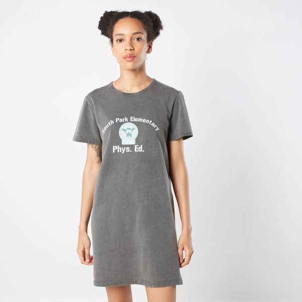 South Park Cows Phys Ed Women's T-Shirt Dress - Black Acid Wash