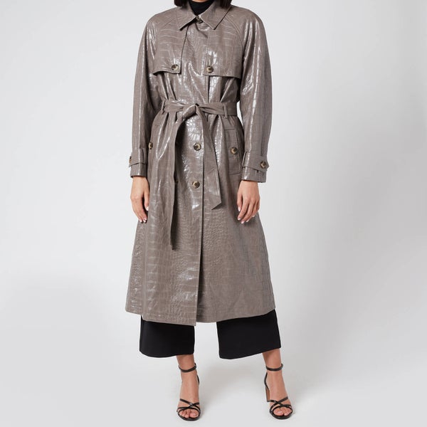 Whistles Women's Croc Belted Trench Coat - Grey