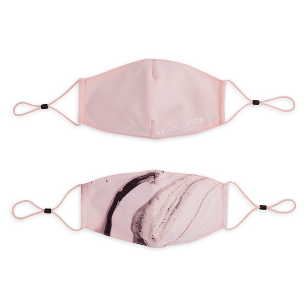 Revolution 2Pk Re-Useable Fashion Fabric Face Mask Pink