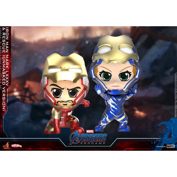 Hot Toys Cosbaby Marvel Avengers Endgame (Size S) - Iron Man Mark 85 & Rescue (Mask Open Version) (Set of 2)