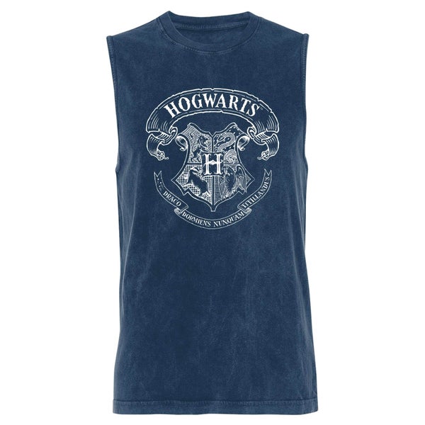 Hogwarts Crest - Navy Acid Wash Men's Vest
