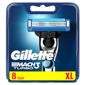 Gillette Mach 3 Turbo 3D Razor Blades Refill, 8 Pack 