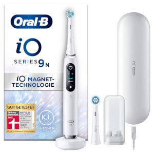 Oral-B iO 9 Elektrische Zahnbürste, Lade-Reise-Etui, white alabaster