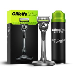 Gillette Labs Razor with Exfoliating Bar, Magnetic Stand, Silver, Shaving Foam