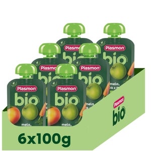 100% Frutta Biologica Mela, Carota e Mango 6 x 100g