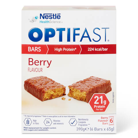 OPTIFAST Meal Bar - Berry - 1 Week Supply - 1 Box (6 Bars)