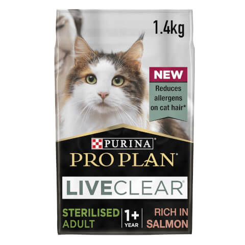 PRO PLAN LiveClear Cat-Allergen Reducing Sterilised Adult Dry Cat Food with Turkey and Salmon 1.4kg