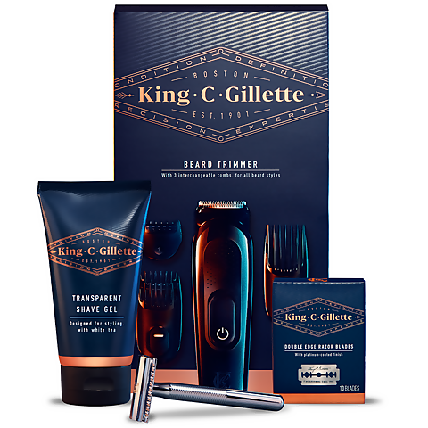 King C. Gillette Beard Trimmer and Double Edge Razor Styling Kit