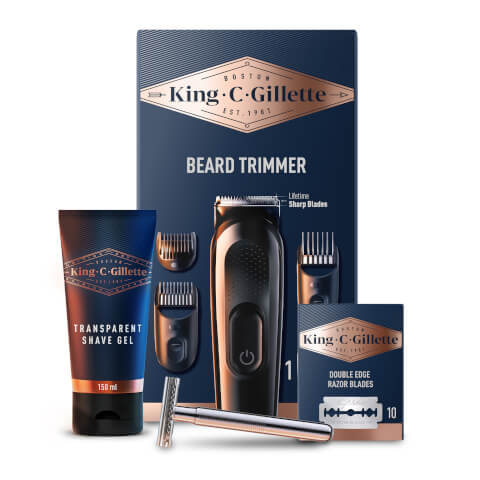 King C. Gillette Beard Trimmer and Double Edge Safety Razor Styling Kit