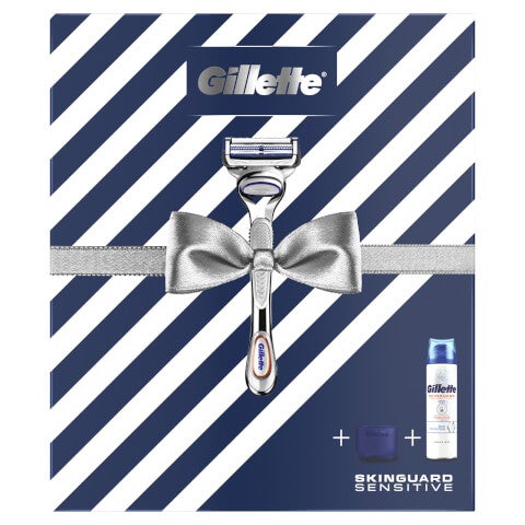 Gillette SkinGuard Sensitive Razor, Shaving Gel and Travel Case Gift Set