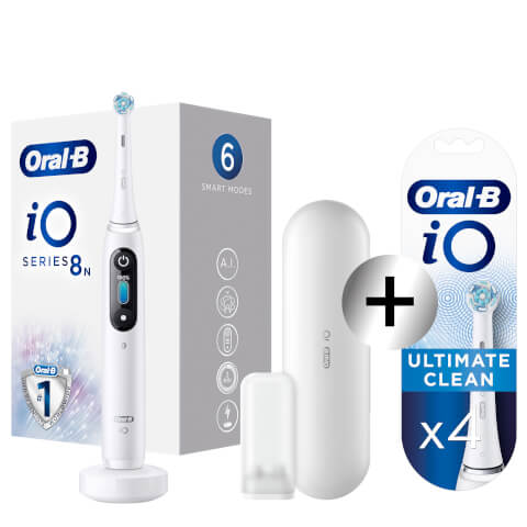 Oral-B iO8n Elektrische Tandenborstel Wit + 4 Opzetborstels