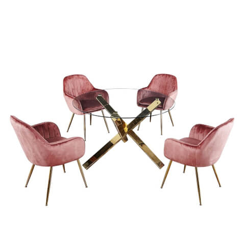 Capri 4 Seater Dining Set - Lara Dining Chairs - Pink