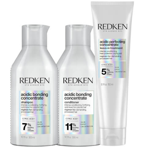 Redken Acidic Bonding Concentrate Shampoo, Conditioner and Leave-in Treatment Bond Repair Bundle