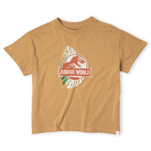 Jurassic World Large Logo Women's Cropped T-Shirt - Tan