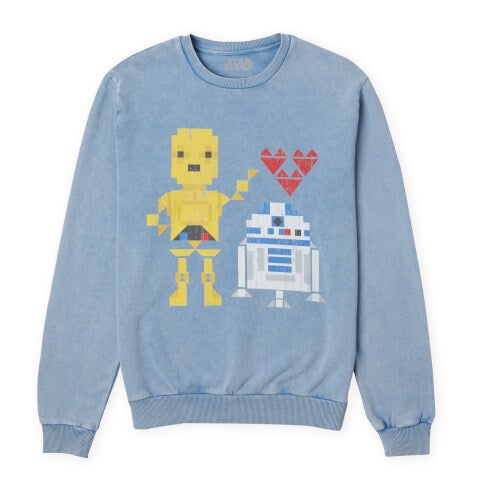 Star Wars Friendship Sweatshirt - Denim Blue Acid Wash