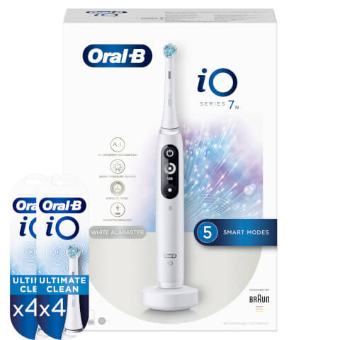 Oral-B iO 7N White Alabaster Elektrische Tandenborstel + 8 Opzetborstels