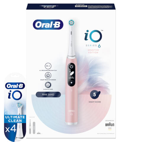 Oral-B Sensitive Edition iO6 Pink Electric Toothbrush + 4 Refills