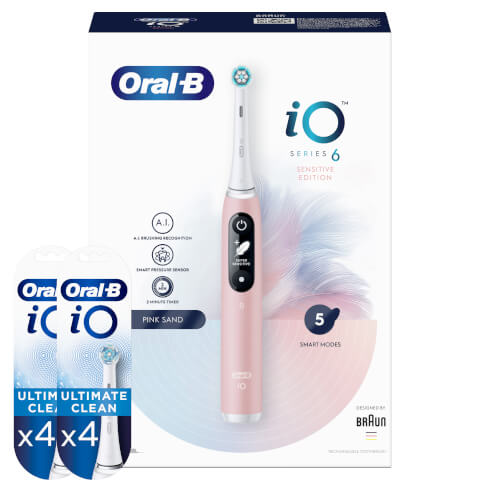 Oral-B iO 6 Sensitive Edition Elektrische Tandenborstel Roze + 8 Opezetborstels