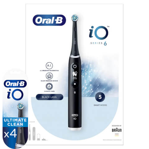 Oral-B iO 6N Elektrische Tandenborstel Zwart Lava + 4 Opezetborstels